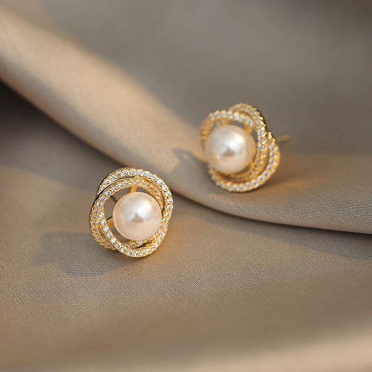 Spiral Pearl Elegance Earrings