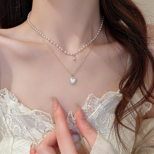 Pearl & Heart Layered Necklace