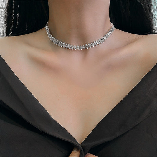 Silver Cubic Zirconia Choker Necklace